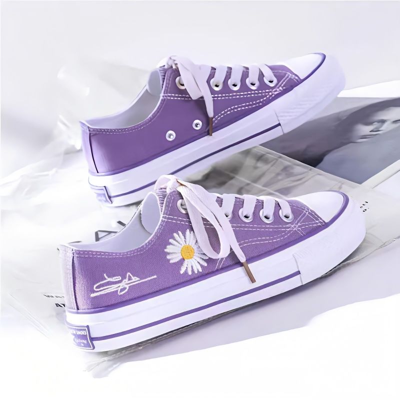 Embroidery Canvas - Krizantem Nakış Kadın Kanvas Ayakkabılar Sonbahar
