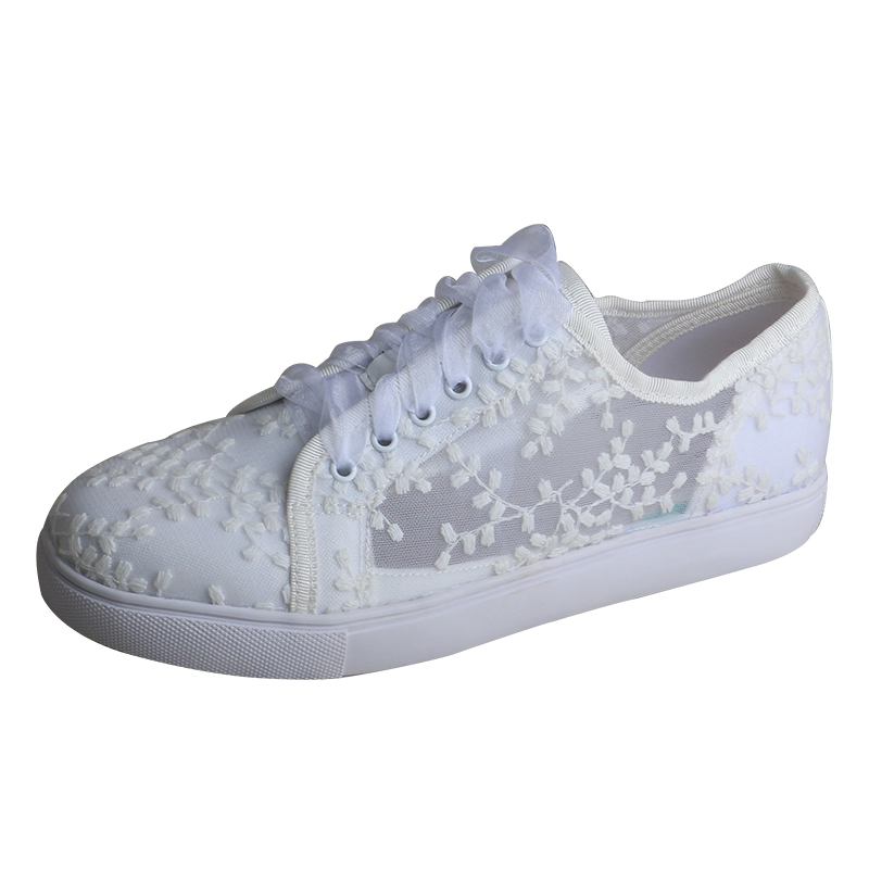 Embroidery Lace - Wedopus Kadınlar İçin Beyaz Spor Ayakkabı