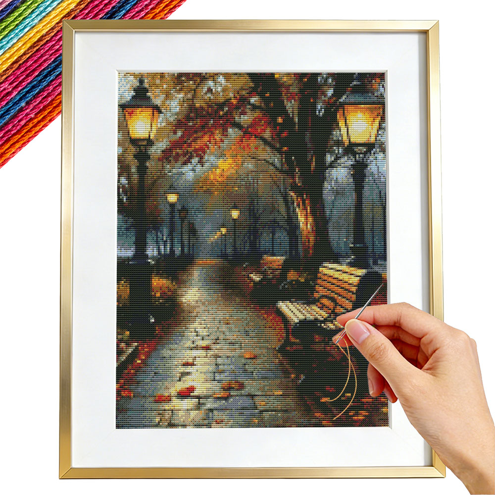 Embroidery Guide Paper - 11CT Nakış Paketleri Sokak Manzarası Çapraz
