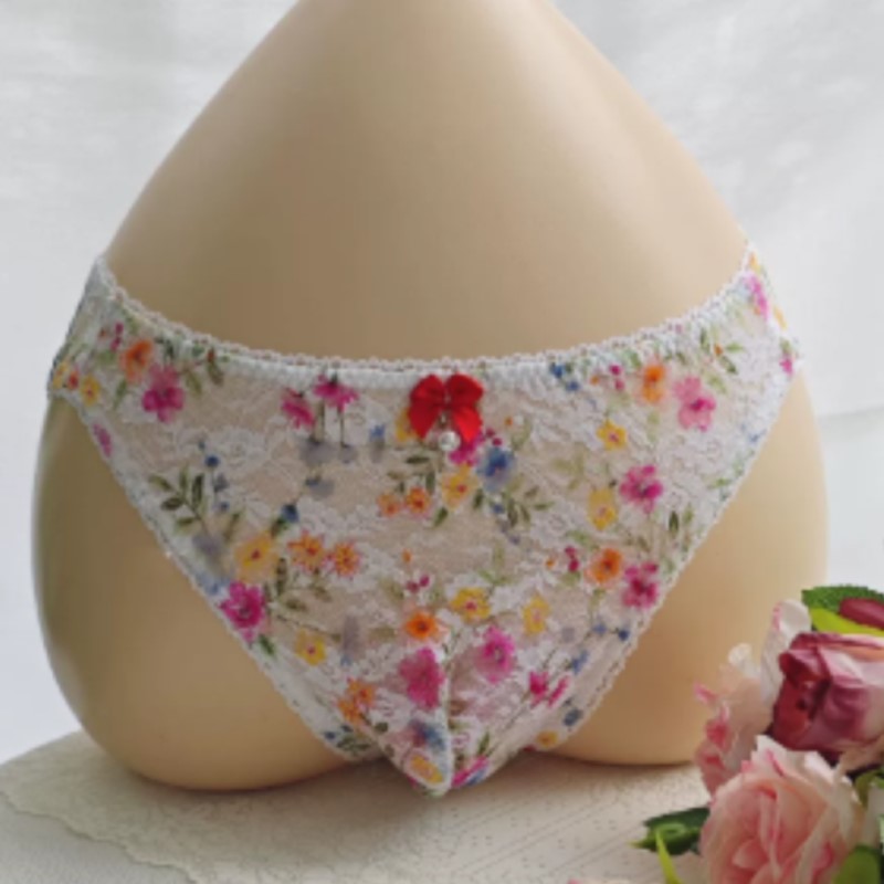 Embroidery Lace - Şeffaf Seksi Erkek Dantel Külot Düşük