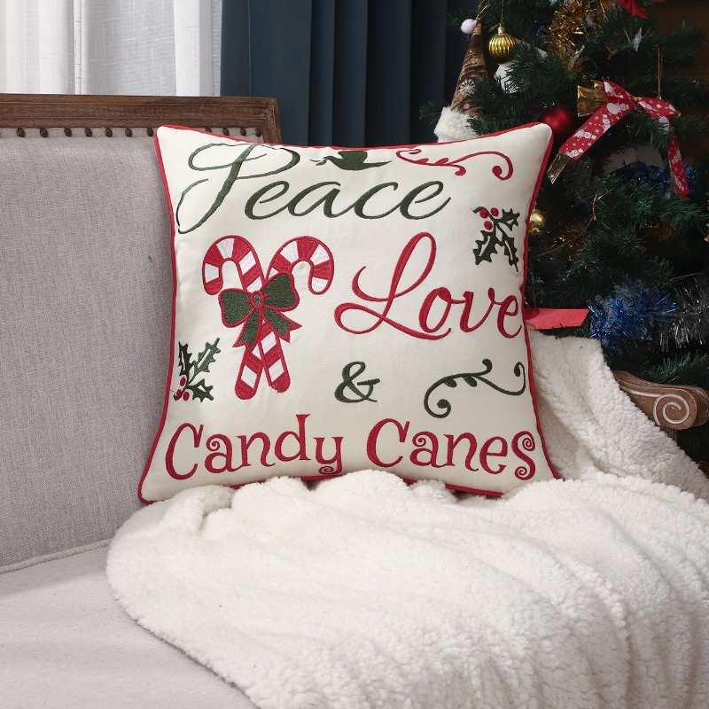 Embroidery Xmas Decorations - Noel Dekoratif Yastık Kılıfı Barış Sevgi