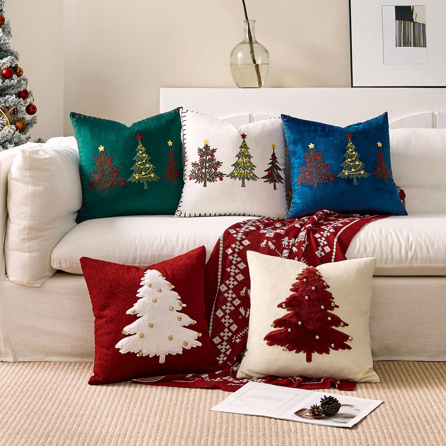 Embroidery Xmas Decorations - 1 adet Nakış Minder Örtüsü Noel