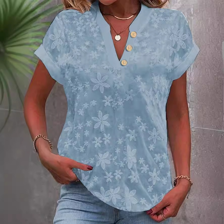 Kadınlar Çiçek Nakışlı V Yaka  - Embroidery Jersey incelemesi ve fiyatı
