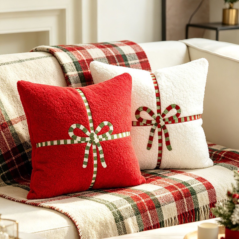 Noel Teddy Polar Yastık Kılıfı - Embroidery Xmas Decorations incelemesi ve fiyatı