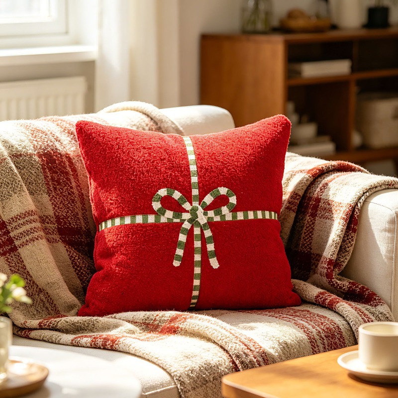Noel Teddy Polar Yastık Kılıfı - Embroidery Xmas Decorations incelemesi ve fiyatı